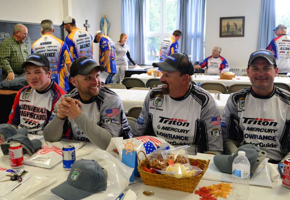 After several days of practice, members of the Connecticut B.A.S.S. Nation are thankful for a few minutes to sit down and snack.