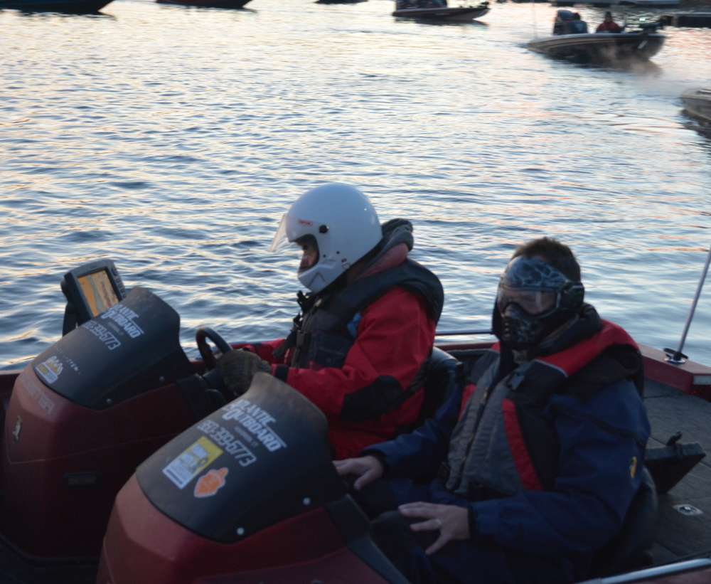 Anglers don face masks for their long ride.