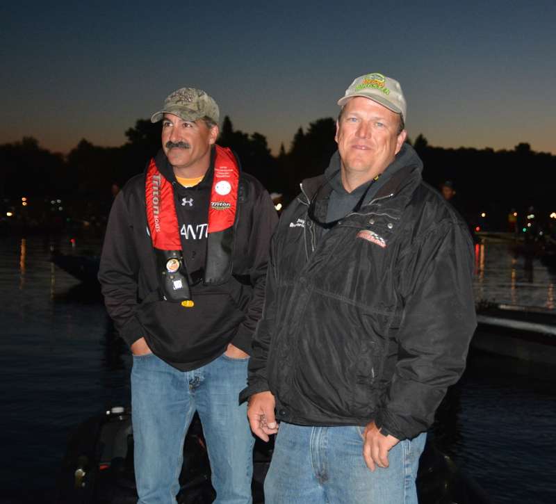 Doug Brownridge, two-day leader of the divisional, shares his boat with a New Hampshire angler for the third day in a row. John Diaco will be his co-angler today.