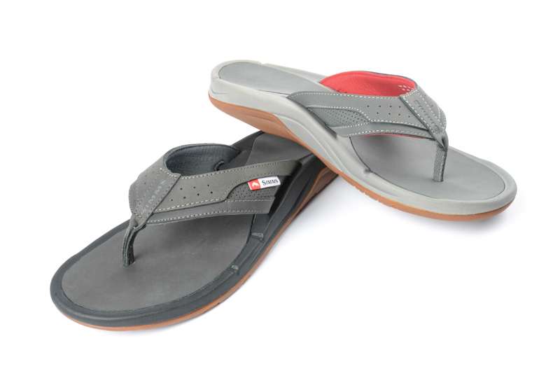 <p>Simms Strip Flip</p>
The Strip Flip sandal from Simms features EVA foam midsole and arch support for comfortable all-day fishing in warm weather. They have a durable synthetic nubuck upper and non-marking soles -- good news for boaters with white decks.