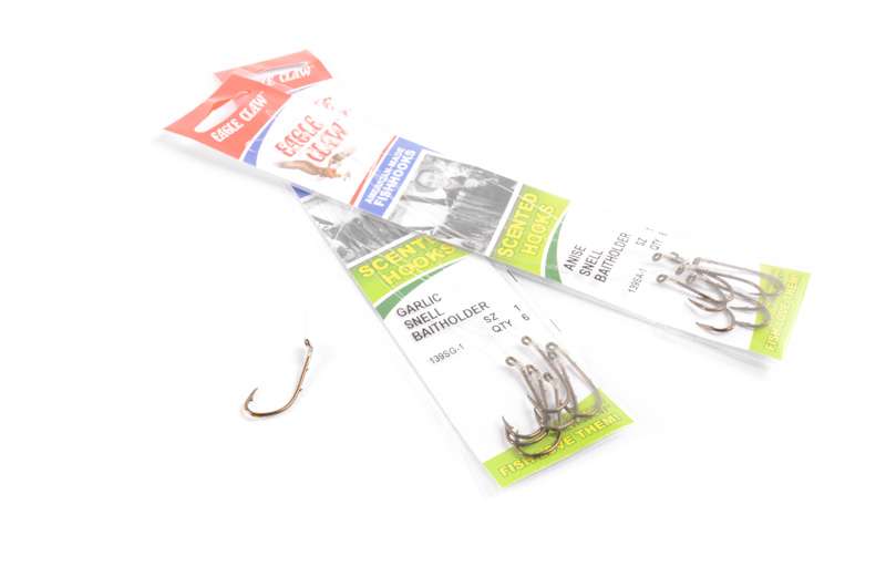 <p>Eagle Claw</p>
<p>Scented Hooks</p>
<p>Scented Snells by Eagle Claw now give you the advantage of fishing with scent, but without the mess. Scent has been proven to increase bites and increase the fun. Now with scented hooks, there is no need to apply aftermarket scents and attractants.</p>