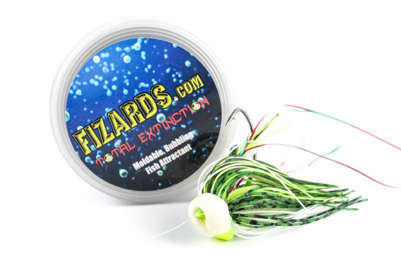 <p>Fizards.com</p>
<p>Total Extinction</p>
<p>Fizzards is a multi-species fish attractant that attracts every sense a fish has and is excellent for bed fish. A moldable, pliable putty that can be added to any bait. When it activates in the water it puts out millions air bubbles that are infused with pure shad oil. The putty is 100 percent biodegradable.</p>