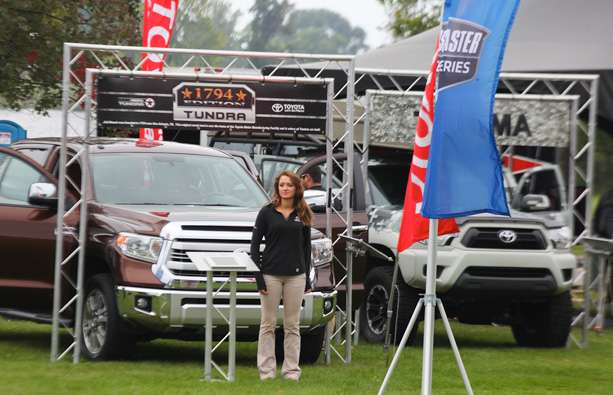 The 2015 Toyota Tundras are on display for fans to check out. 