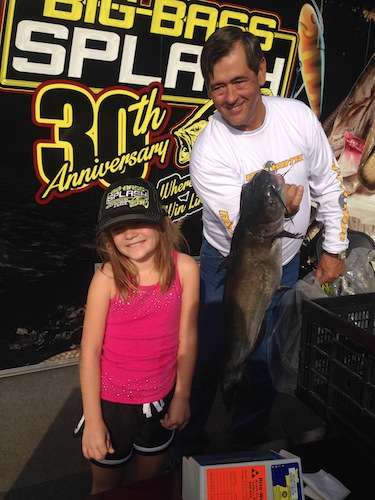 Isabella Stroman of Emory, Texas (7 Year Old) weighs in a 9.16 catfish.