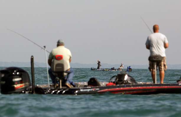 Anglers crowded into some of the more popular community holes. 
