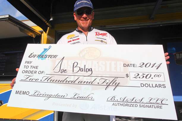 Balog with a nice check from Livingston Lures.