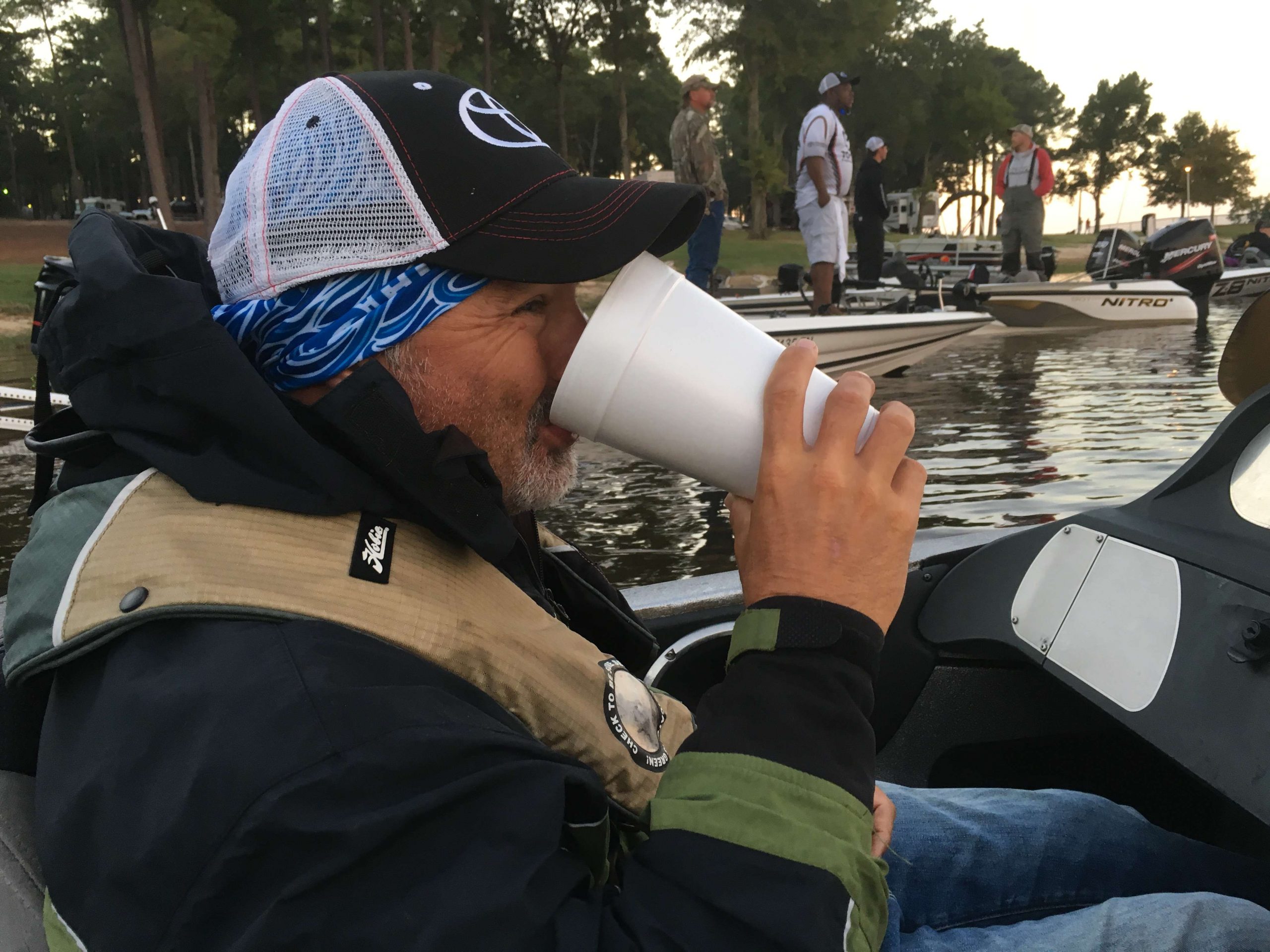 Sunday, 7:05 a.m. â Coffee on the boat always tastes better!