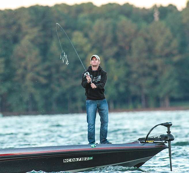 He has had success this week with a variety of baits, but one specifically was the Blades of Glory (umbrella rig) that his company makes. Numerous pros and co-anglers were using them.