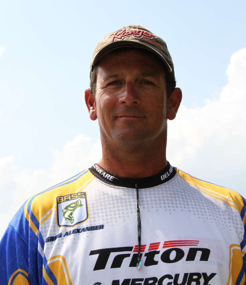 Greg Alexander will be going to his sixth B.A.S.S. Nation Championship this year. That's right, sixth. Alexander lives in Maryland, but he'll represent Delaware's Tidewater Bass in the championship. He's a housing contractor, and when he's not working or fishing, he likes rustic camping, hunting, reading and traveling.