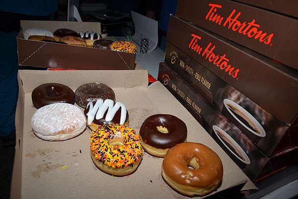 There were also ample Tim Hortons donuts of all varieties.
