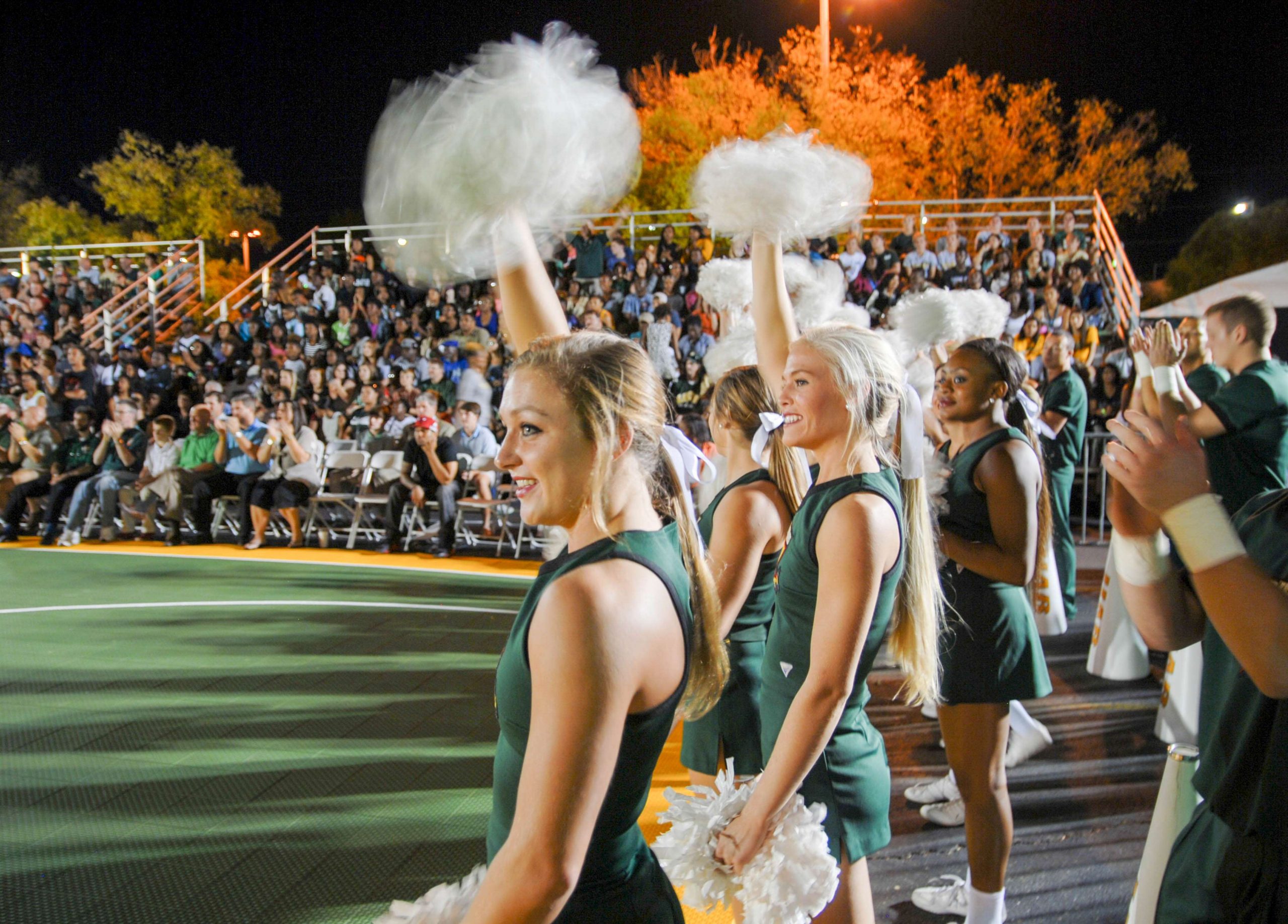 Cheerleaders lead students and fans in cheering on all the UAB sports teams.