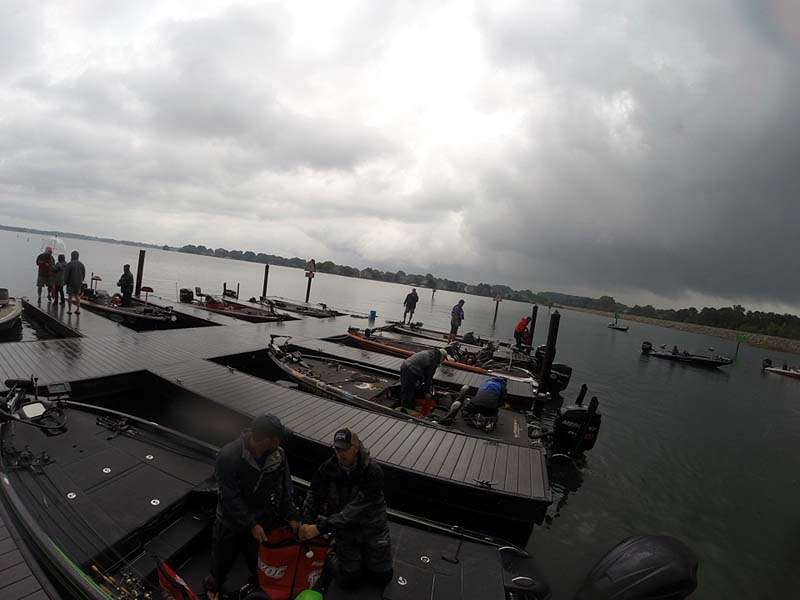 Ominous clouds gather over Blythe Landing as the weigh-in nears conclusion. 
