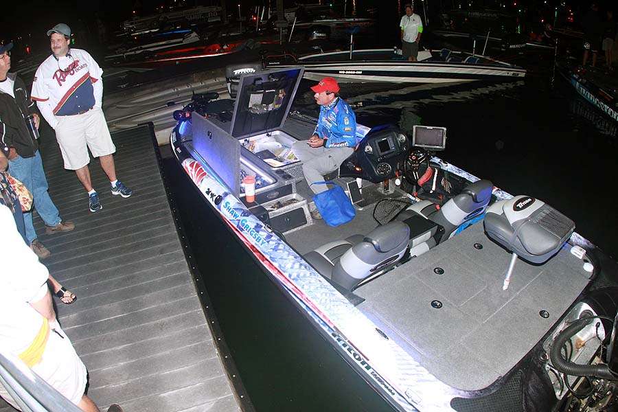 Shaw Grigsby rigs up for his day on Lake Norman. 