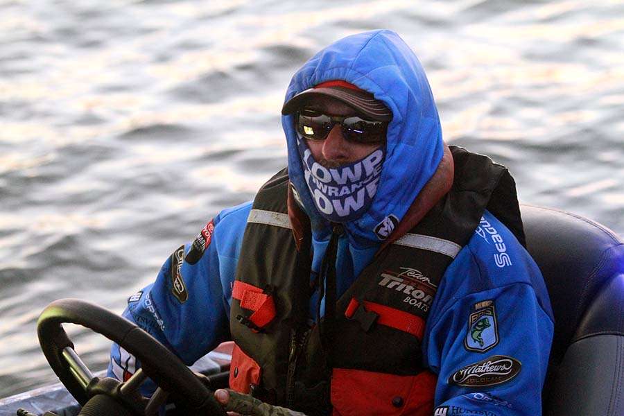 This unidentified man is Floridian Shaw Grigsby, all bundled up for a balmy day on Lake Norman. 