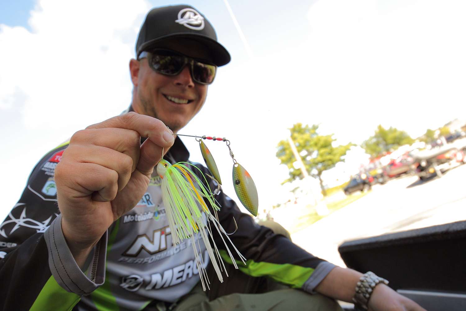 Jonathon VanDam holds a Strike King spinnerbait in the sexy shad pattern that was basically named by his famous uncle.