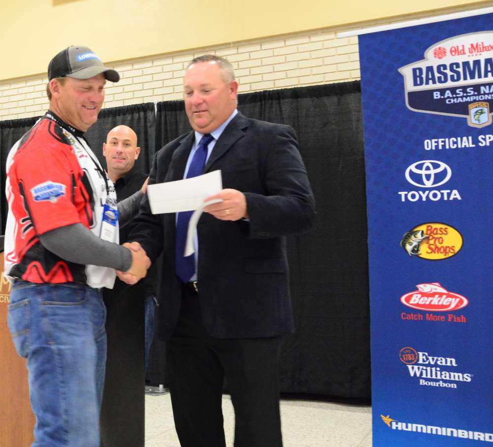 Daniel Gray, of Pennsylvania, is awarded for his fifth-place finish.