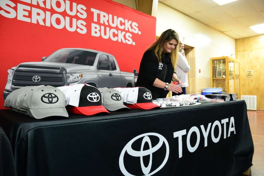 Toyota is on hand to pass out some goodies. 