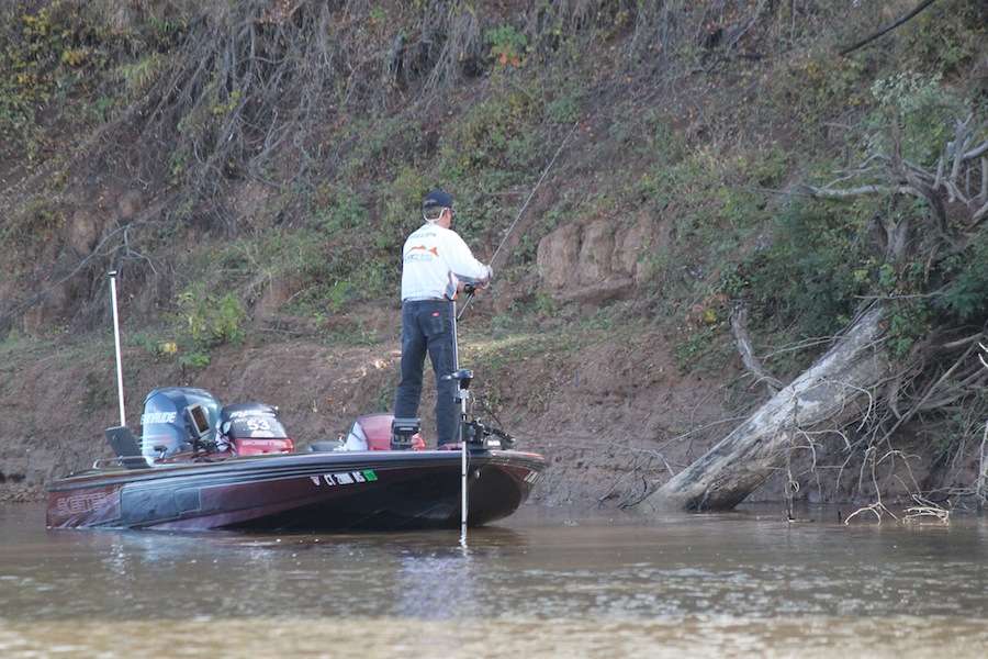 Russell Phillips of Connecticut works the main river with a couple fish to show for the day so far. 
