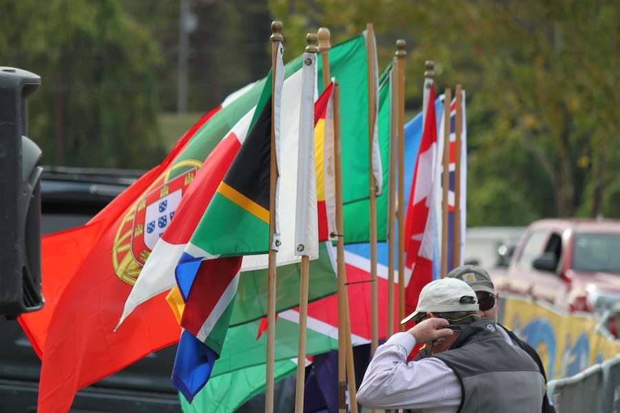 On the other side, flags representing the various countries participating this year. 