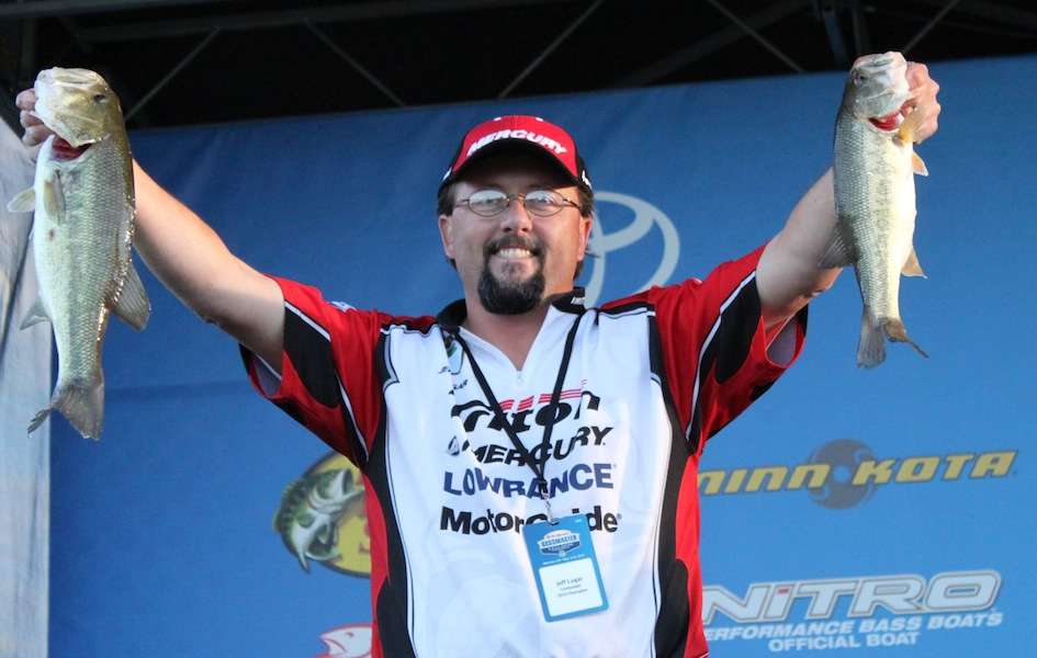 2014 B.A.S.S. Nation Champ Jeff Lugar moves into second with 18-10 for two days. 