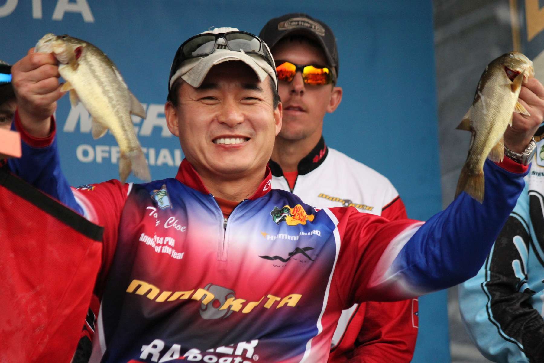 Tony Choe with a couple of fish on the final day. 