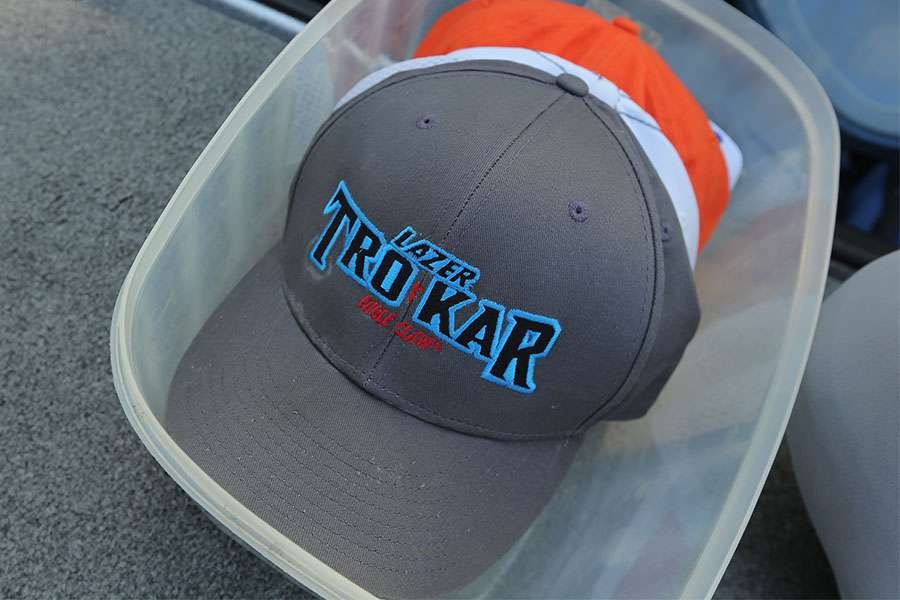 Spare hats are kept in good shape thanks to a Tupperware container. These ride in the starboard rod box as well.
