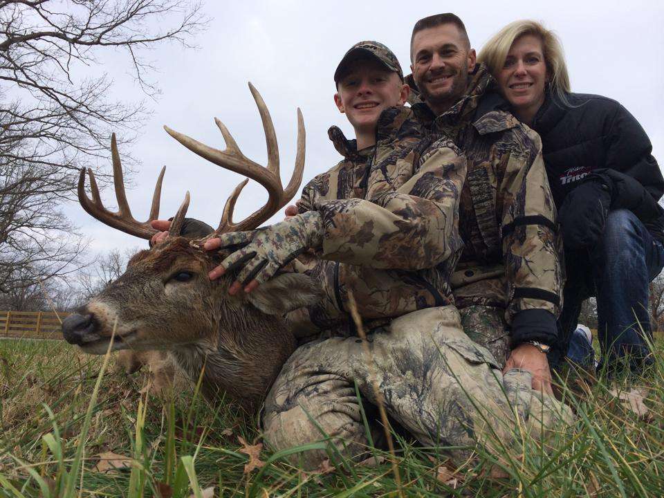 Robin and Randy get in the trophy shot with Laker and his nice buck. Randy reported both boys made perfect shots.