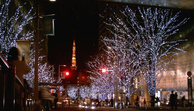 Japanese cities like Tokyo are festively decorated and are often visited by couples soaking up the holiday atmosphere. 