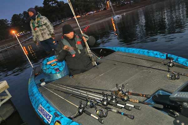 Todd Walters and Jason Threadgill of North Carolina get their rods ready for action. 