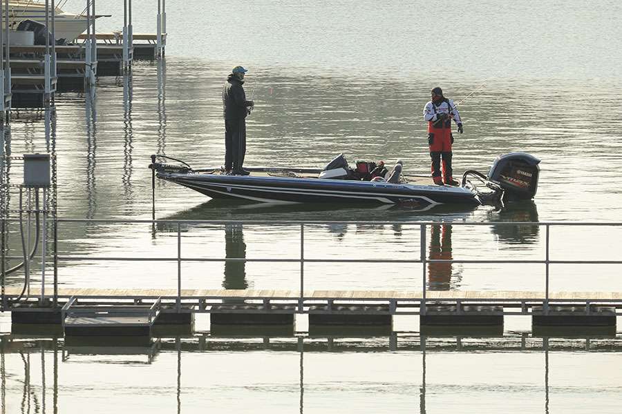 Anglers return to the marina where they took off this morning.