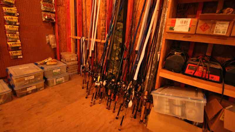 This stack of rods needs new line, and Faircloth said he needed to take a day to accomplish that.