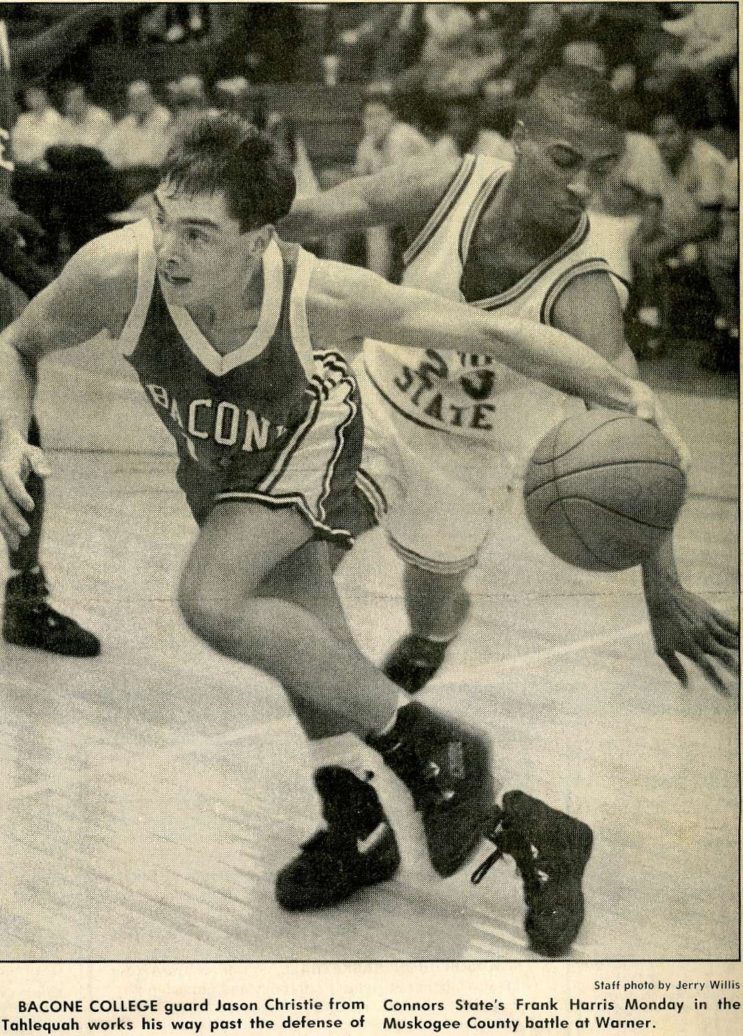 While in his second season at Bacone, which competed in a junior college conference loaded with future Division I talent, Christie often played point guard. In a game against Grayson County (Texas) JC, a newspaper article recounted how, after sitting most of the second half with 4 fouls, Christie came off the bench to hit 
