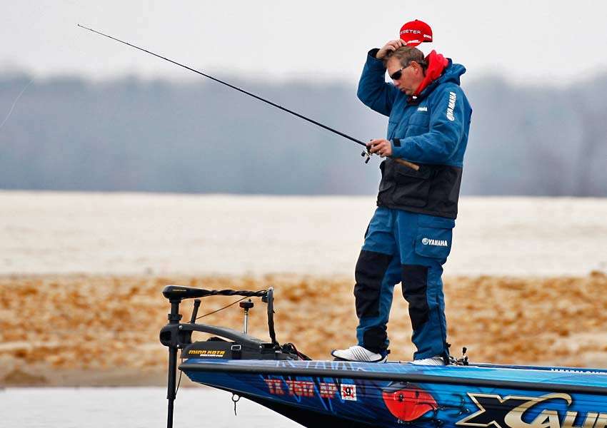The jigging spoon bite ended after a half hour each morning and Jones said he discovered late on the last day of practice how to catch bass deep there in the cold conditions.