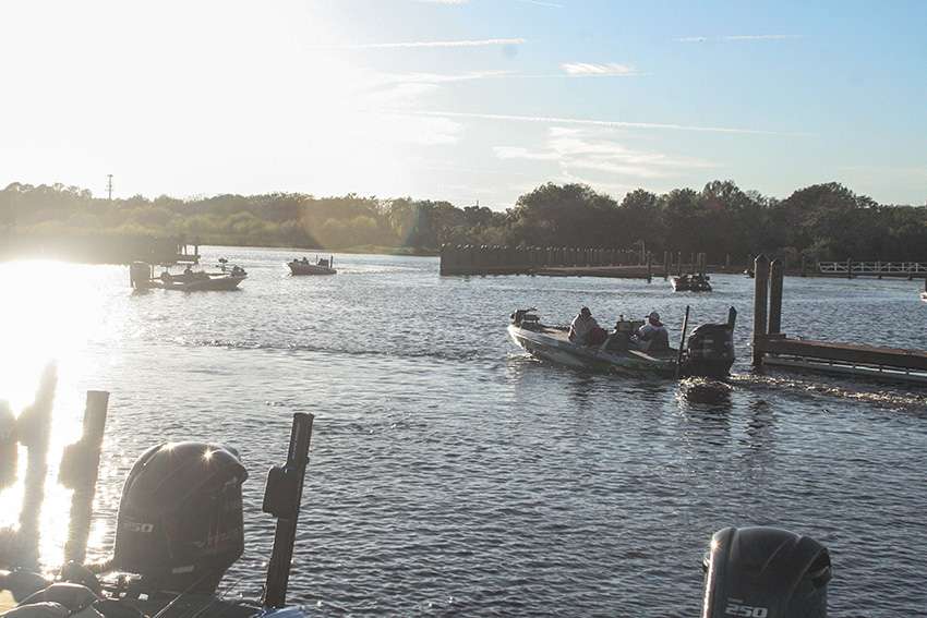 Anglers head to their trailers after weighing-in.