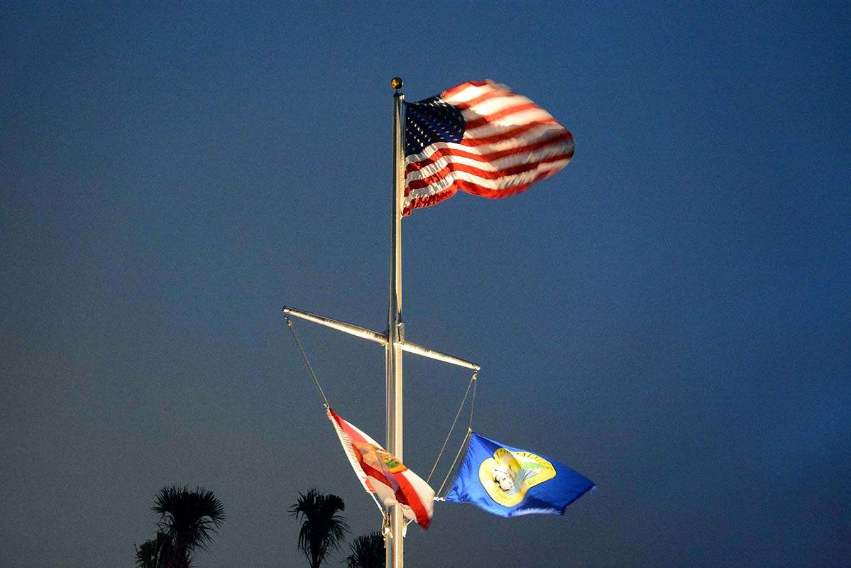 The flags signal another breezy day across the Kissimmee Chain in Central Florida. 