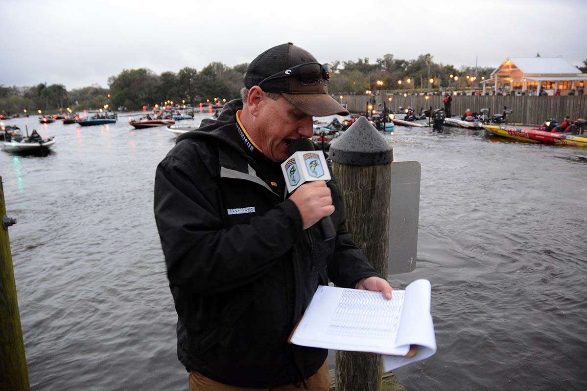 Names are called to line up for an early flight of boats on Day 2. 
