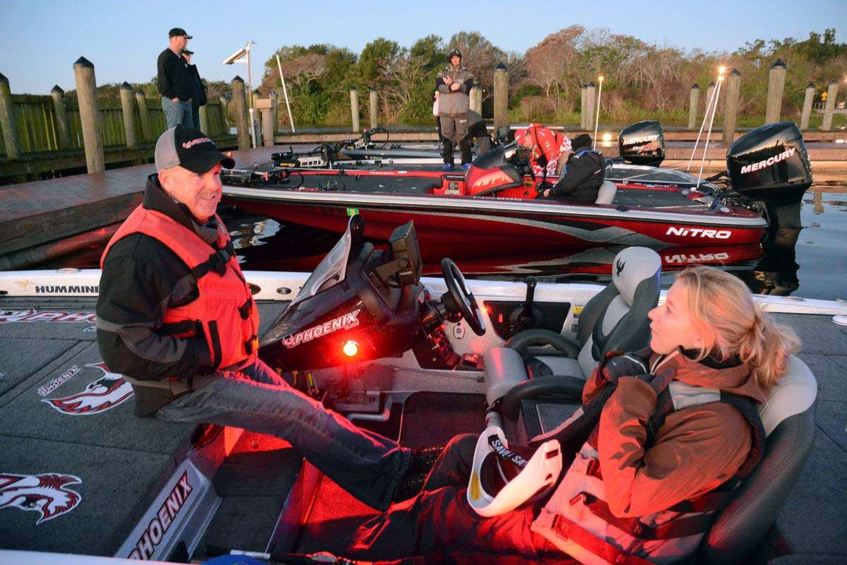 Chad Morgenthaer and co-angler Amy Leitch are ready for a day of fishing on the Kissimmee Chain. 