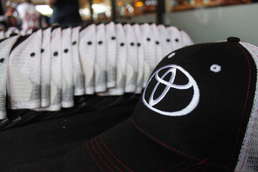 Toyota hats available for the anglers. 