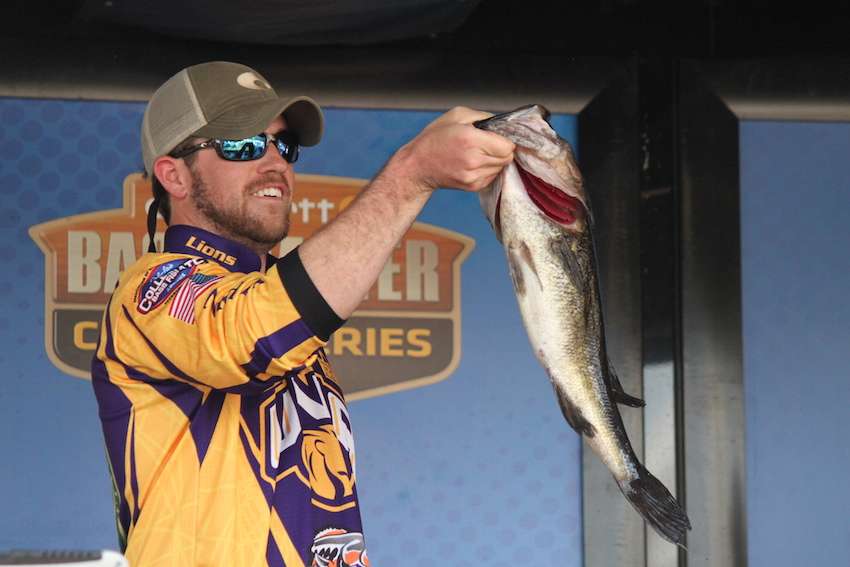 Cody Harrison and Clint Frederick of the University of North Alabama with a good one. 
