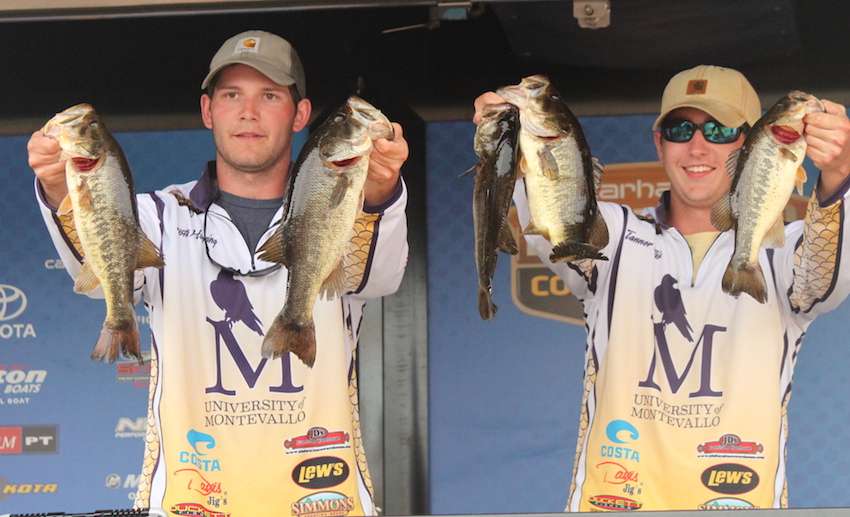 Austin Herring and Tanner Ellis of the University of Montevallo finish 48th with 13-5. 