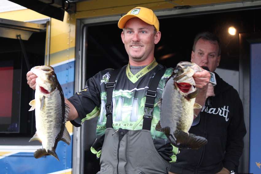 Daniel Lanier leads the co-angler side after Day 1 with 11-9. Lanier also lead the Pro side after Day 1 of the 2013 Toho Open with 27-11. He was unable to enter this year's Open as a Pro so he's making the most of it fishing the event as a co-angler. 