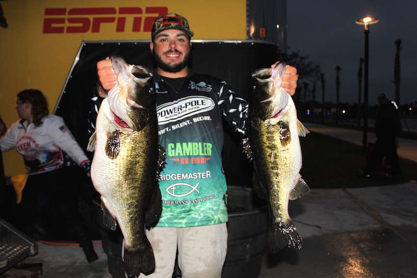 Garrett Rocamora sits in 4th with 24-4 including the current Carhartt Big Bass weighing 11-9. 