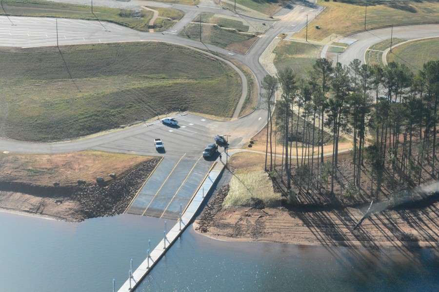 An expanded view of Green Pond Landing in Anderson, S.C., shows some of the 166 parking spaces for trucks and boats and 113 single spaces for spectators and co-anglers.