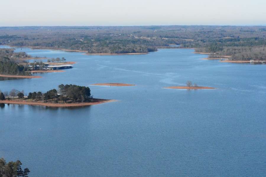 Trees have been planted on some of the mid-lake islands to help mark them when the water levels are higher.