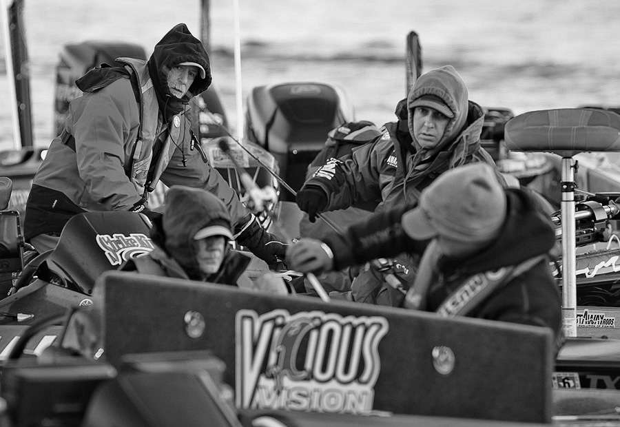 While the cold kept everything bundled, the anglers never slowed getting ready.