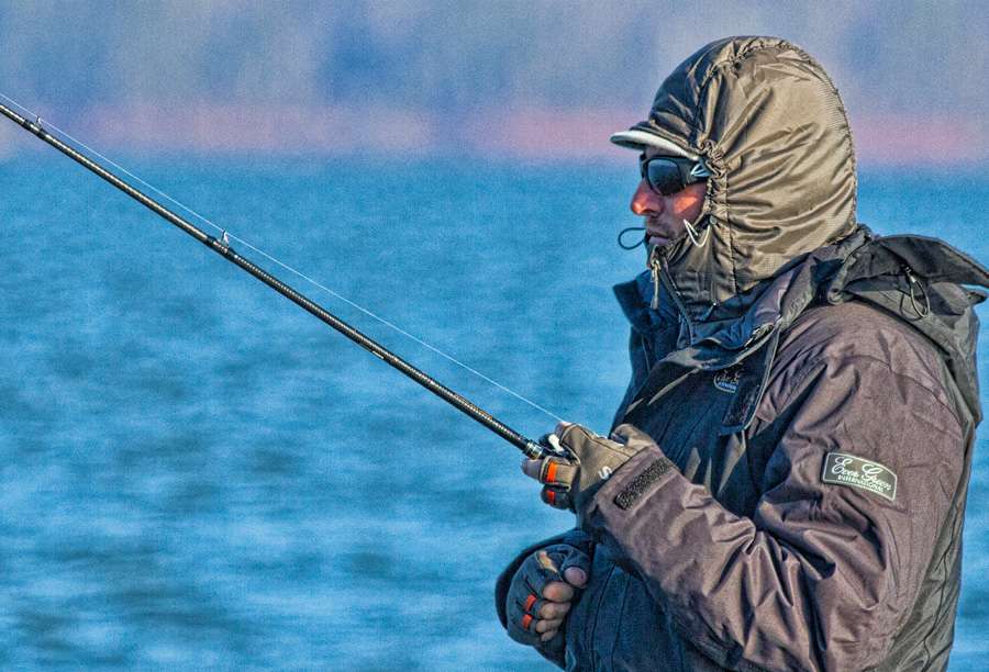 All the anglers were bound, head to foot, in warm clothes.