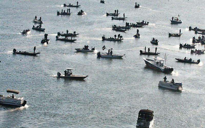 These are fan boats, ready to follow the worldâs best anglers. 