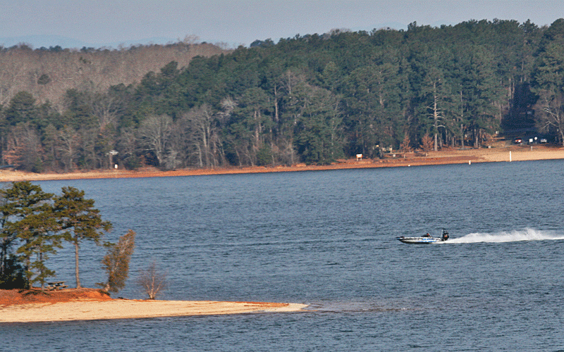 Within minutes of launch the anglers had dispersed to all corners of Lake Hartwell. 