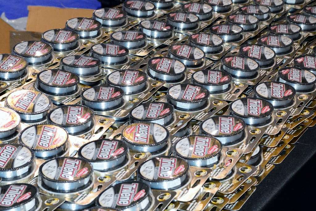 Spools of Berkley Trilene are stacked high for anglers to grab.