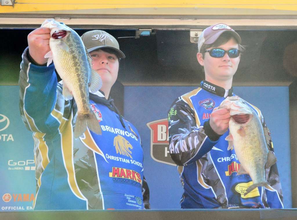 J.T. Russell and Jared Turnbloom of Briarwood High School notched an eighth-place finish with five bass that weighed 11-2.